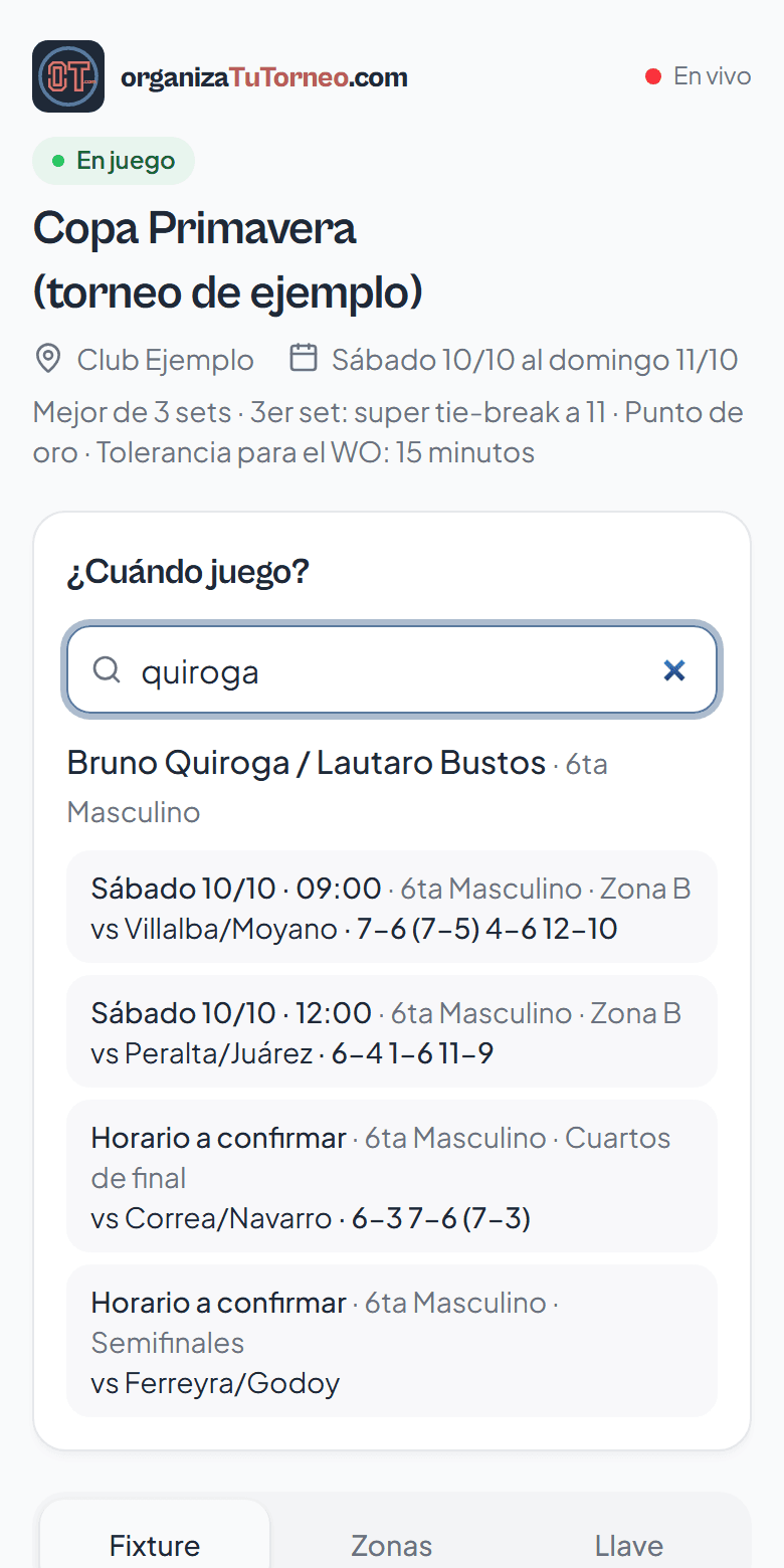 Buscador ¿Cuándo juego? por apellido